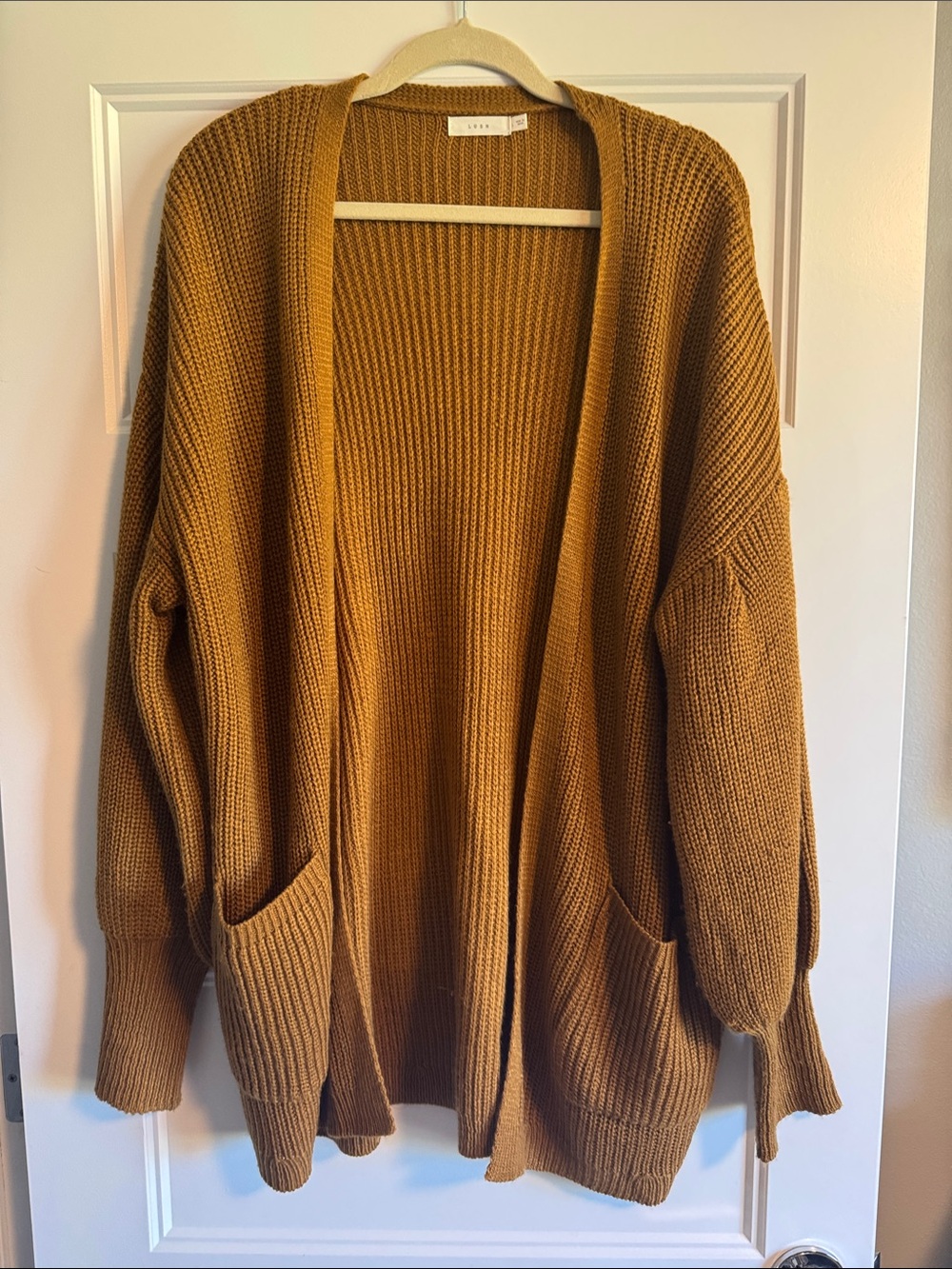 Lush Open-Front Chunky Cardigan - Mustard